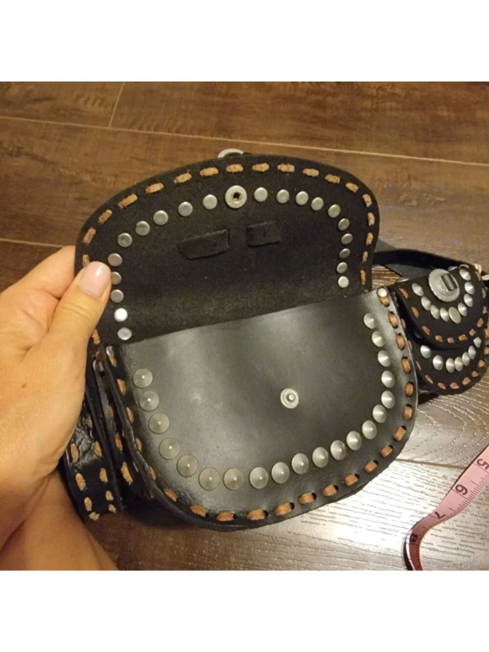 Free People Lucky Stars Leather Pocket Belt Country Western Festival Womens S M